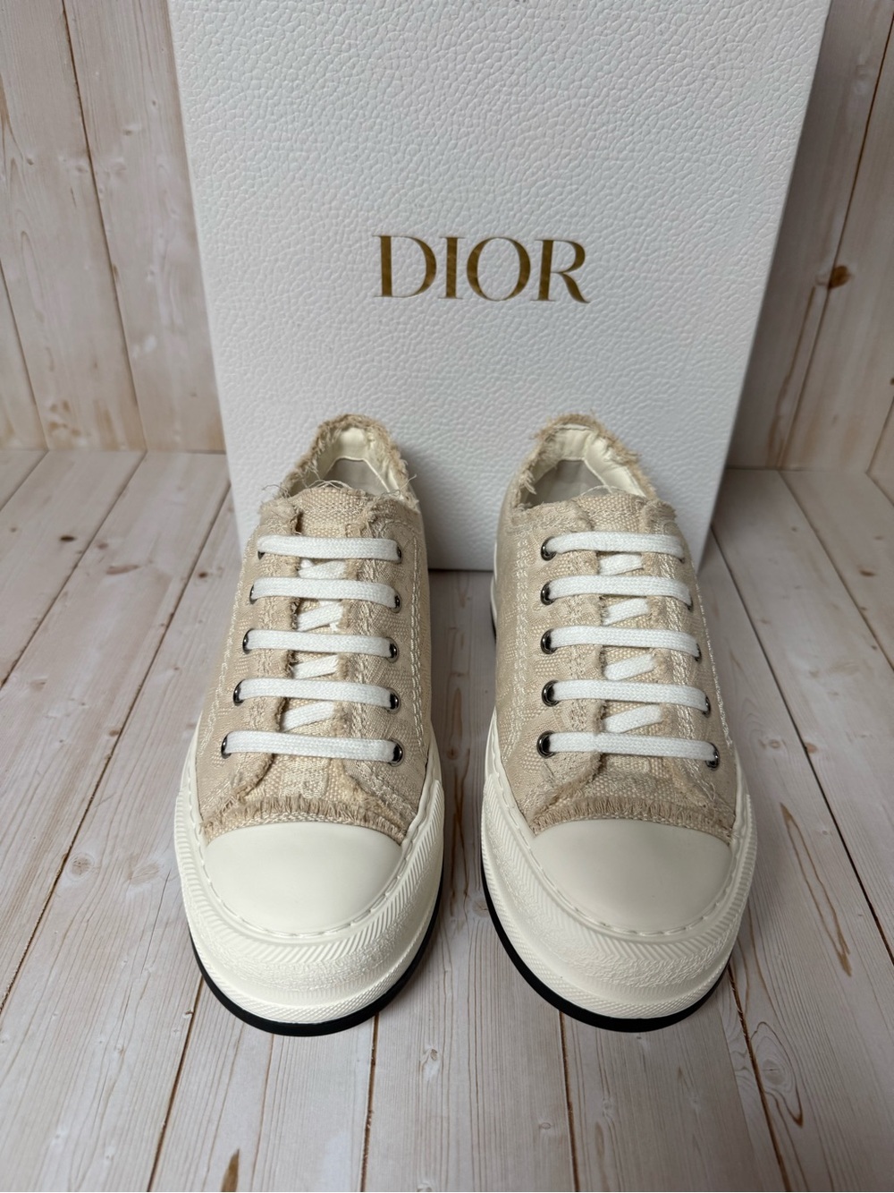 Christian Dior Oblique Walk'N'Dior Platform Sneakers Beige Natural Sz 36.5 / 6.5 - Picture 6 of 13